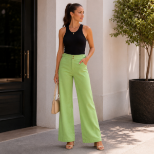 CALÇA TENCEL PANTALONA VERDE LIMA
