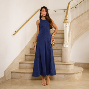 VESTIDO LINHO AZUL