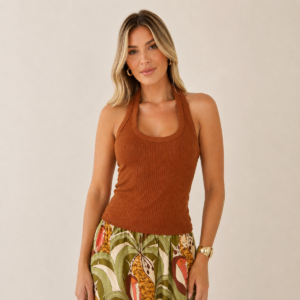 BLUSA FARM FRENTE UNICA MARROM