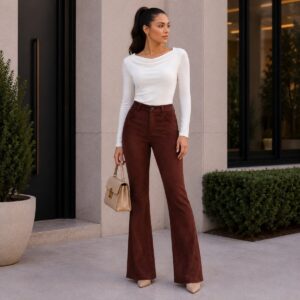 CALÇA SUEDE FLARE VINHO