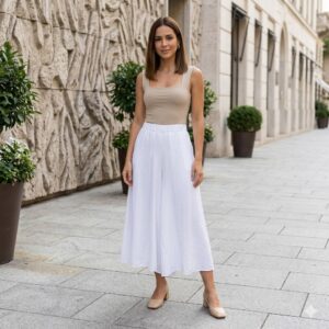 CALÇA AMPLA SAIA PANTACOURT OFF WHITE