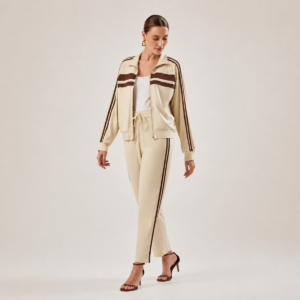 CONJUNTO MANGA LONGA BEGE/MARROM