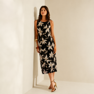 VESTIDO MR TULE FORRADO MIDI ESTAMPADO