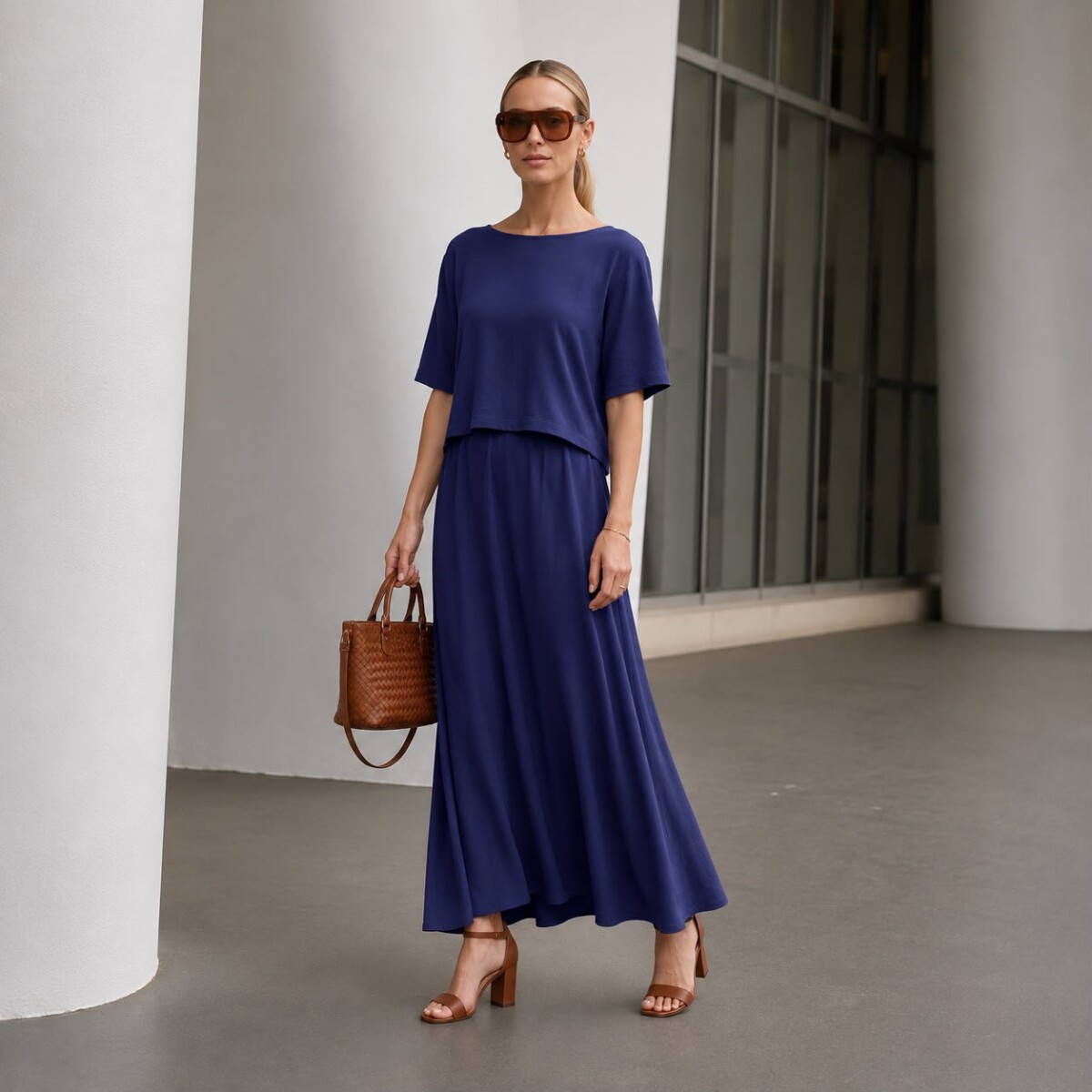 VESTIDO MALHA AZUL MARINHO