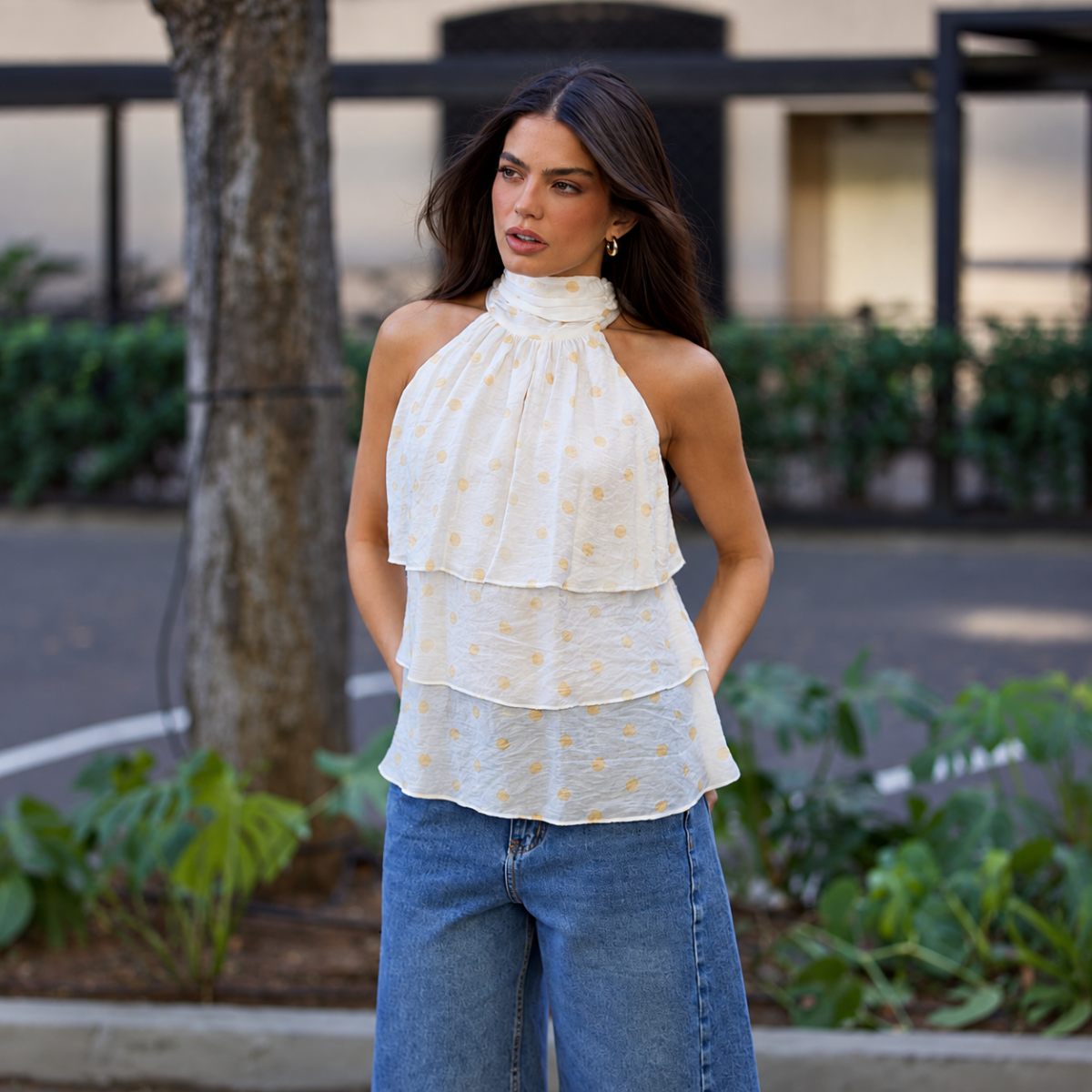 BLUSA POA AMARELA E OFFWHITE