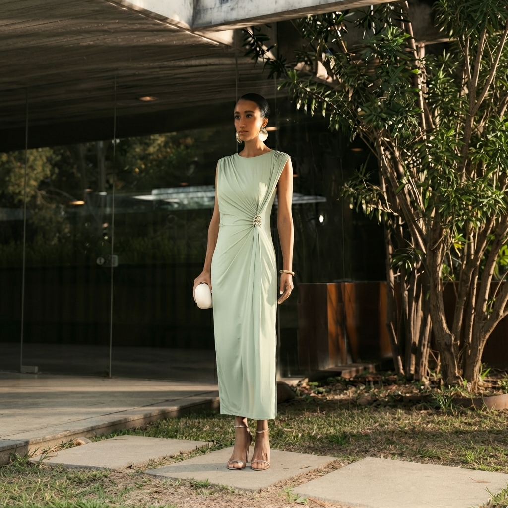 VESTIDO MALHA JERSEY VERDE