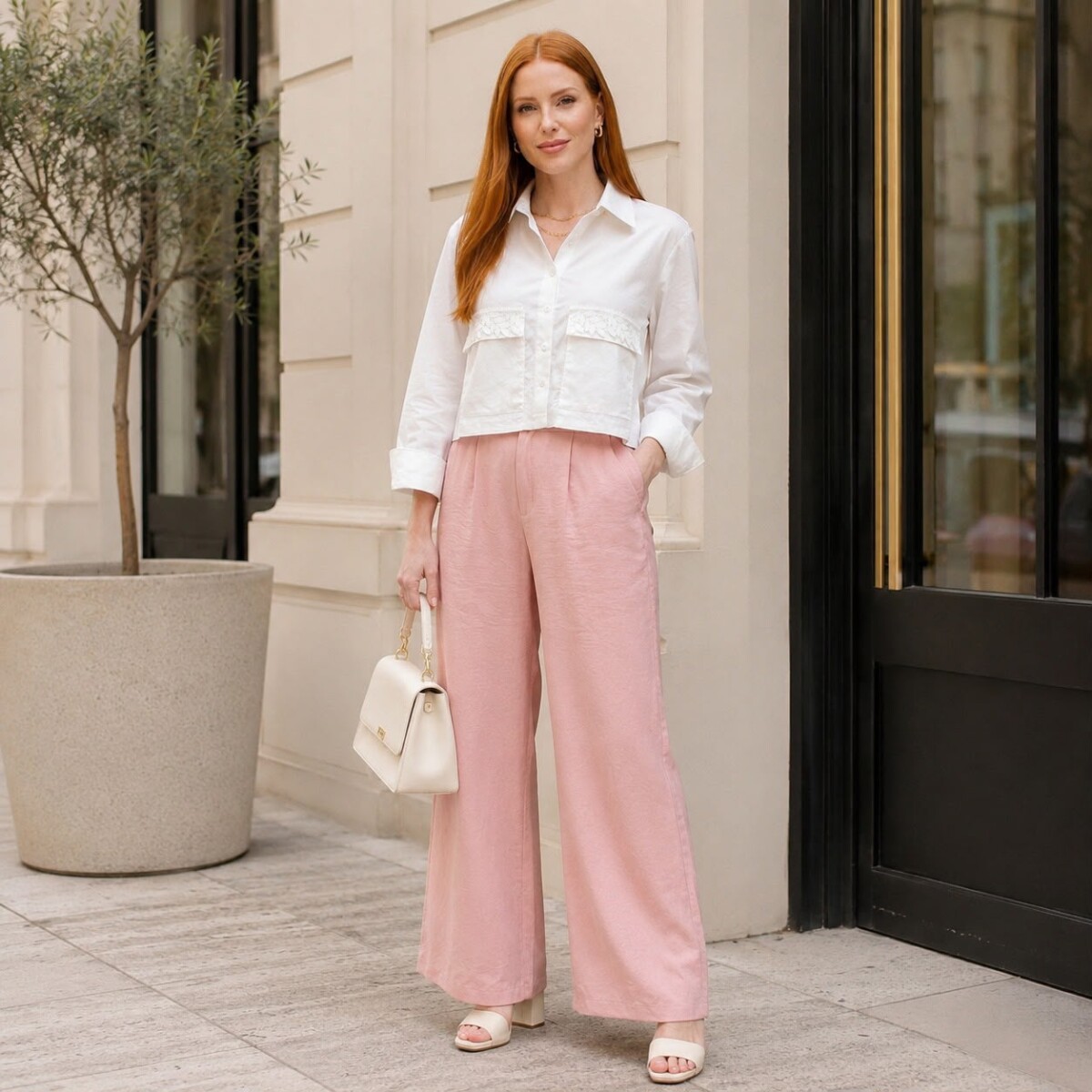 CALÇA TENCEL PANTALONA ROSA CLARO