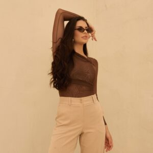 BLUSA EM TULE MARROM