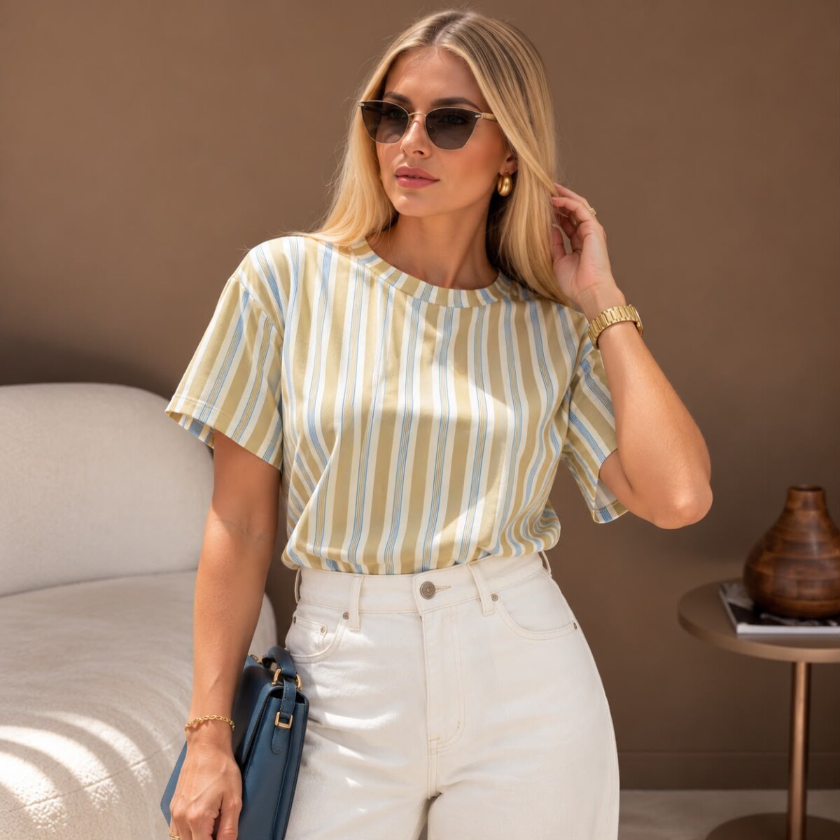 BLUSA EM MALHA MODAL LISTRADA