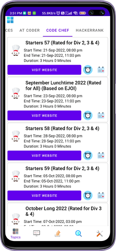 Automated contest reminder app