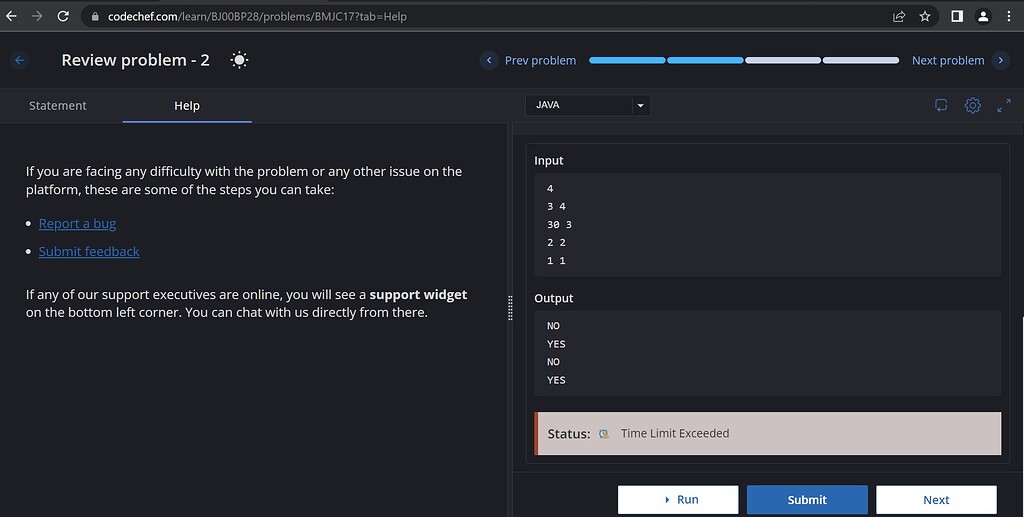 Time limit exceeded for review problem - bug reports - CodeChef Discuss