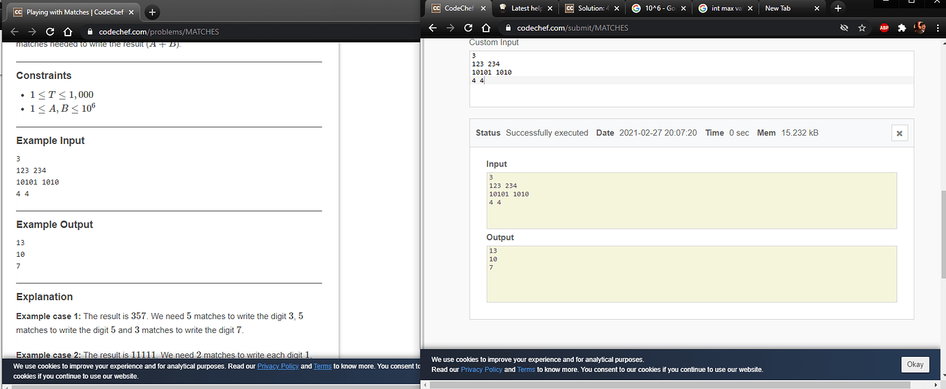 CodeChef has tagged my solution as wrong even tho the output matches
