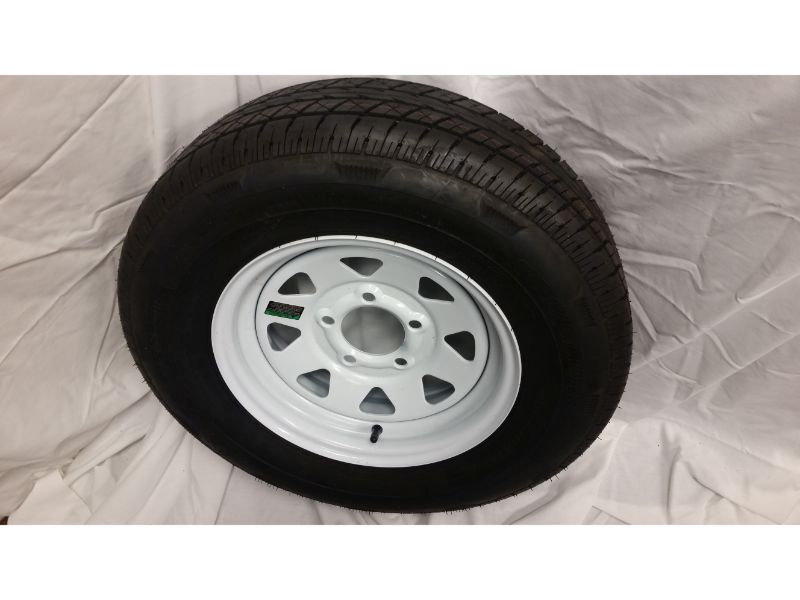 ST175/80/R13 Trailer Wheel/Radial Tire, 5 Lug White Spoke (Copy) ST175/80/R13 Trailer Wheel/Radial Tire, 5 Lug White Spoke (Copy)
