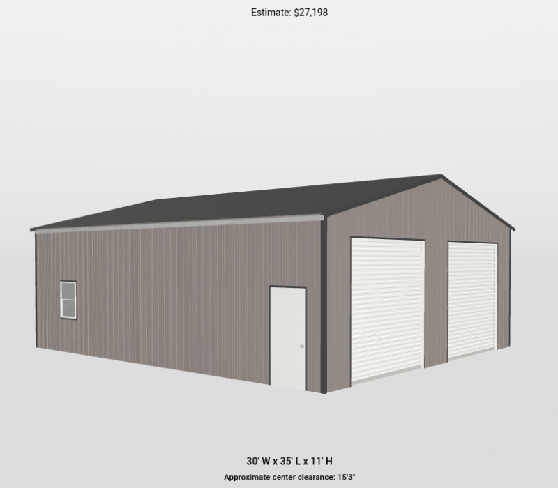 30' X 35' X 11' STEEL FRAME POLE BARN American Steel Structures