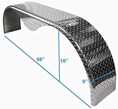 66x18X9 Aluminum Tread Plate Trailer Fender - Tandem Axle Teardrop 66x18X9 Aluminum Tread Plate Trailer Fender - Tandem Axle Teardrop