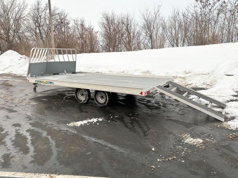 Aluma 8616 8.5x16 3Place Aluminum Snowmobile Trailer with Brakes Snowmobile Trailers For Sale