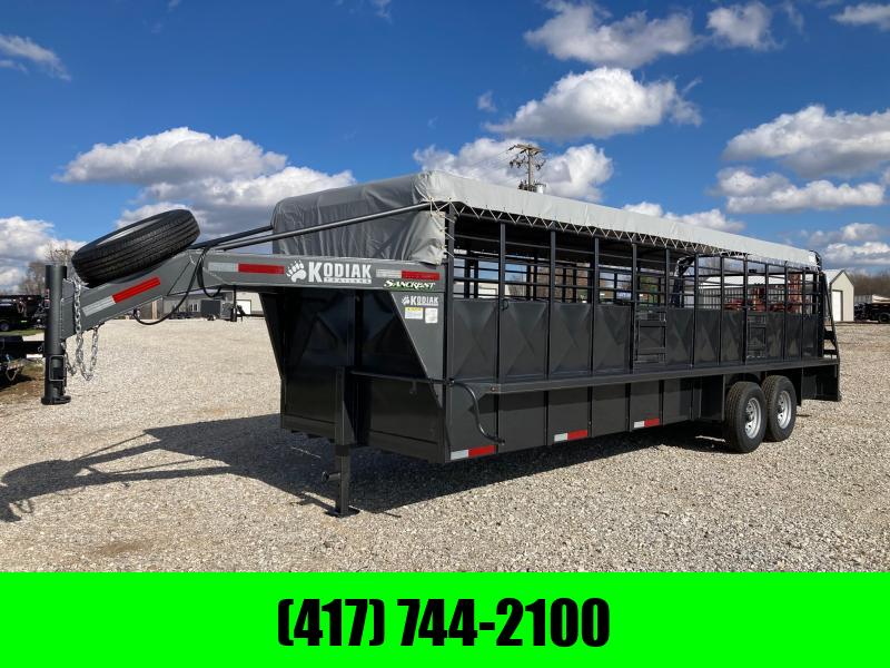 2023 Kodiak 6'8"X24 TANDEM 14K STOCK W/ 2 CUT GATES & SLAM LATCHES Stock Trailers For Sale