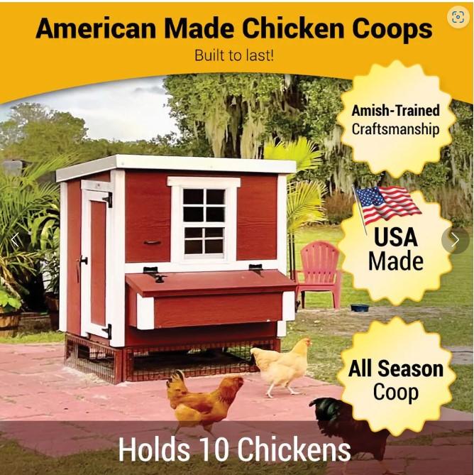 2023 OverEZ Medium Chicken Coop Up to 10 Chickens Animal Shelter SE