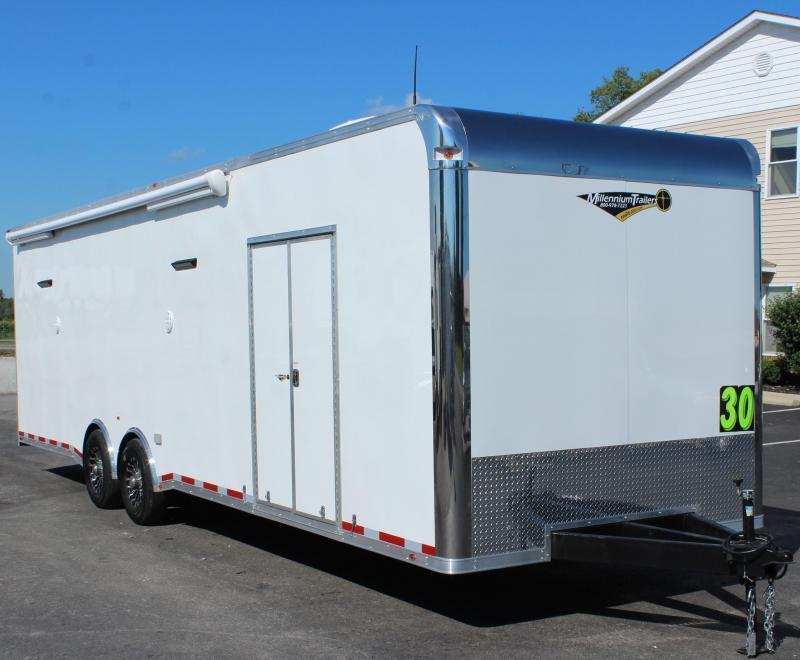 Enclosed Car Trailer For Sale 30' Loaded Trailer Electric Awning In