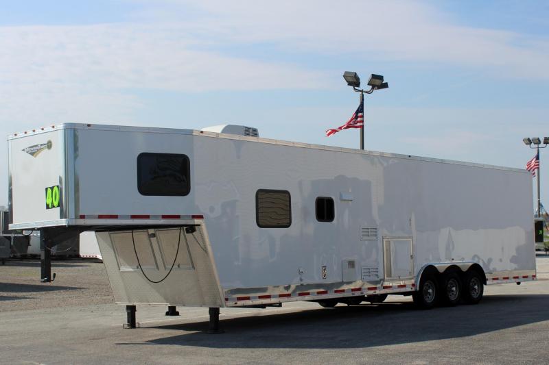 40' Millennium Silver Enclosed Gooseneck Race Car Trailer w/12'XE
