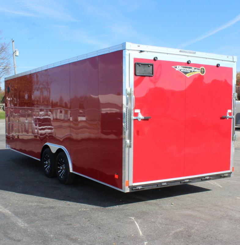 Enclosed Car Trailers Victory Red 2023 24' Black Pkg. & Finished Interior Millennium