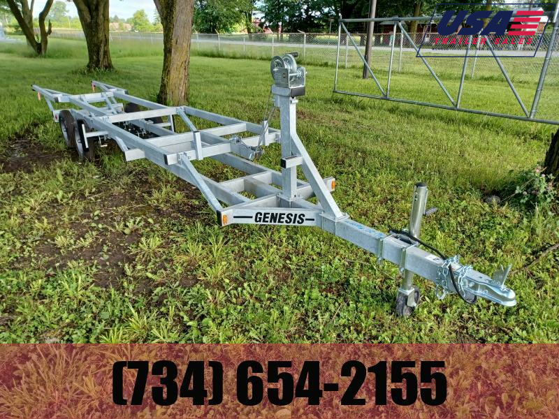 2022 Genesis 20' Tandeam Axle Crank up Pontoon Boat Trailer Dump