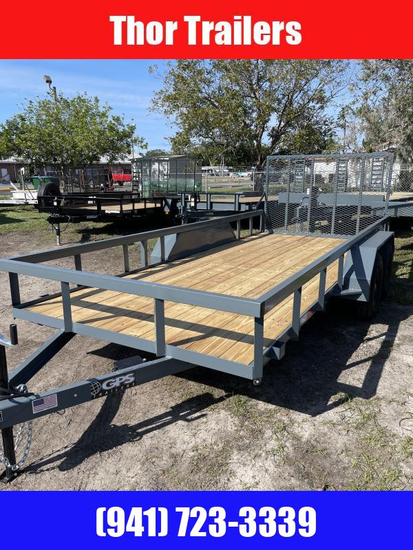 NEW 7X16 TA Utility Trailer with Ramp GRAY Palmetto Florida Trailer