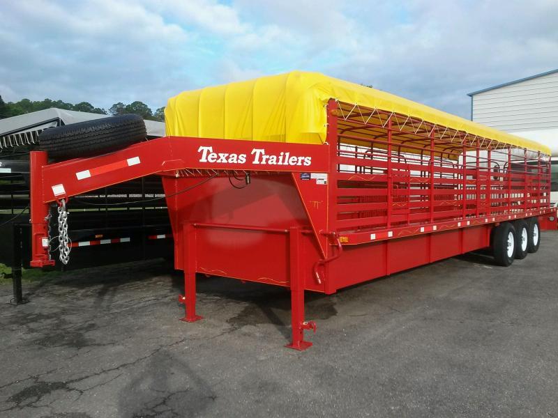 ST3221G TEXAS TRAILERS 32' GOOSENECK STOCK TRAILER W/ TRIPLE AXLES