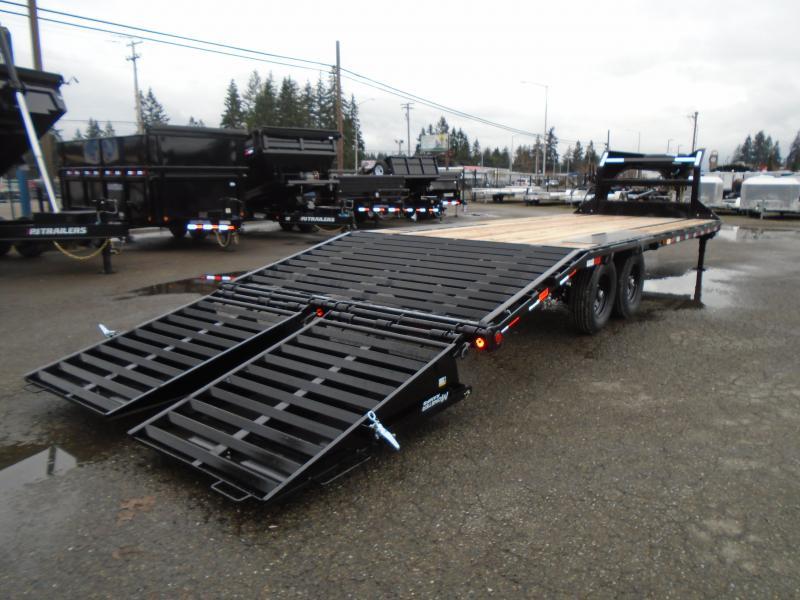 2023 PJ LS 8.5x25 Gooseneck Flatdeck with Monster Ramps / Winch Plate