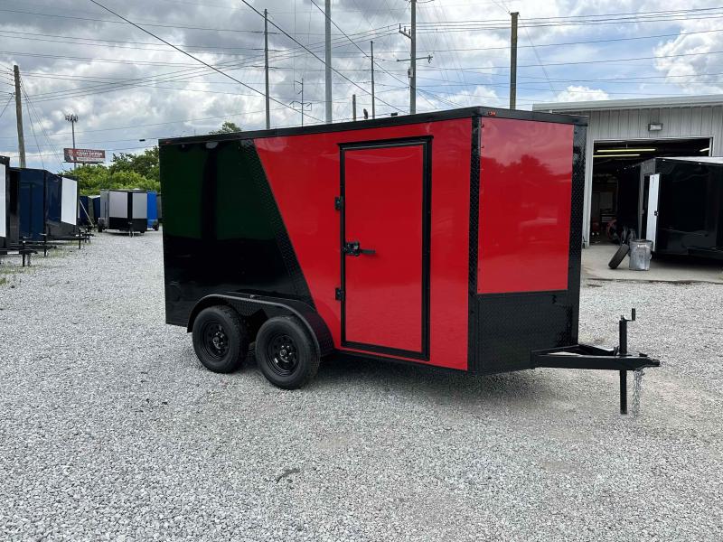 2023 Luxe 6X12 Tandem Axle Two Tone Red/Black Cargo / Enclosed Trailer