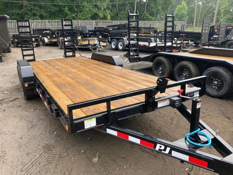 2022 PJ 7x18 10K 5 ton 10,000 Equipment Trailer Fold Up Ramps, Pro