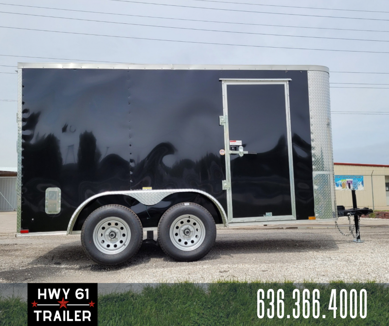 2022 ARISING 6x12 TA 35K 6'3" vnose Black Enclosed Trailer Hwy 61