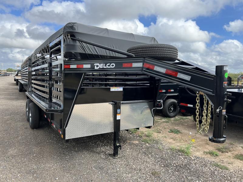 2023 Delco Trailers 6.8x16ft Gooseneck Livestock Trailer Brush