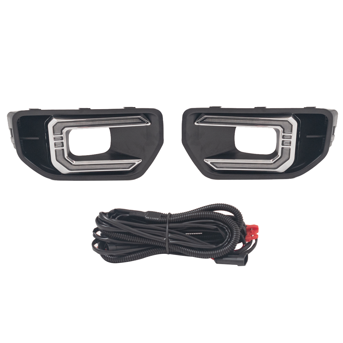 Moldura exterior para Ford Ranger Desde 2023 Kit Grillas con cromado con Luz Diurna y Giro Secuencial