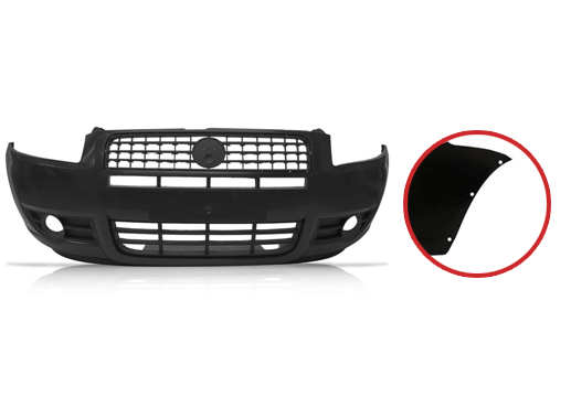 Paragolpe para Fiat Strada Working 2009 / 2014 delantero Cagujero para Moldura Pasarrueda