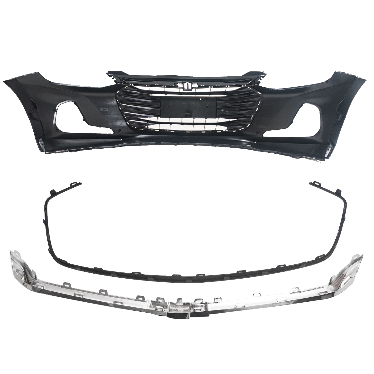 Paragolpe para Chevrolet Onix Plus 2020 en Adelante 4 Ptas delantero con Rejilla cromada y Molduras negras