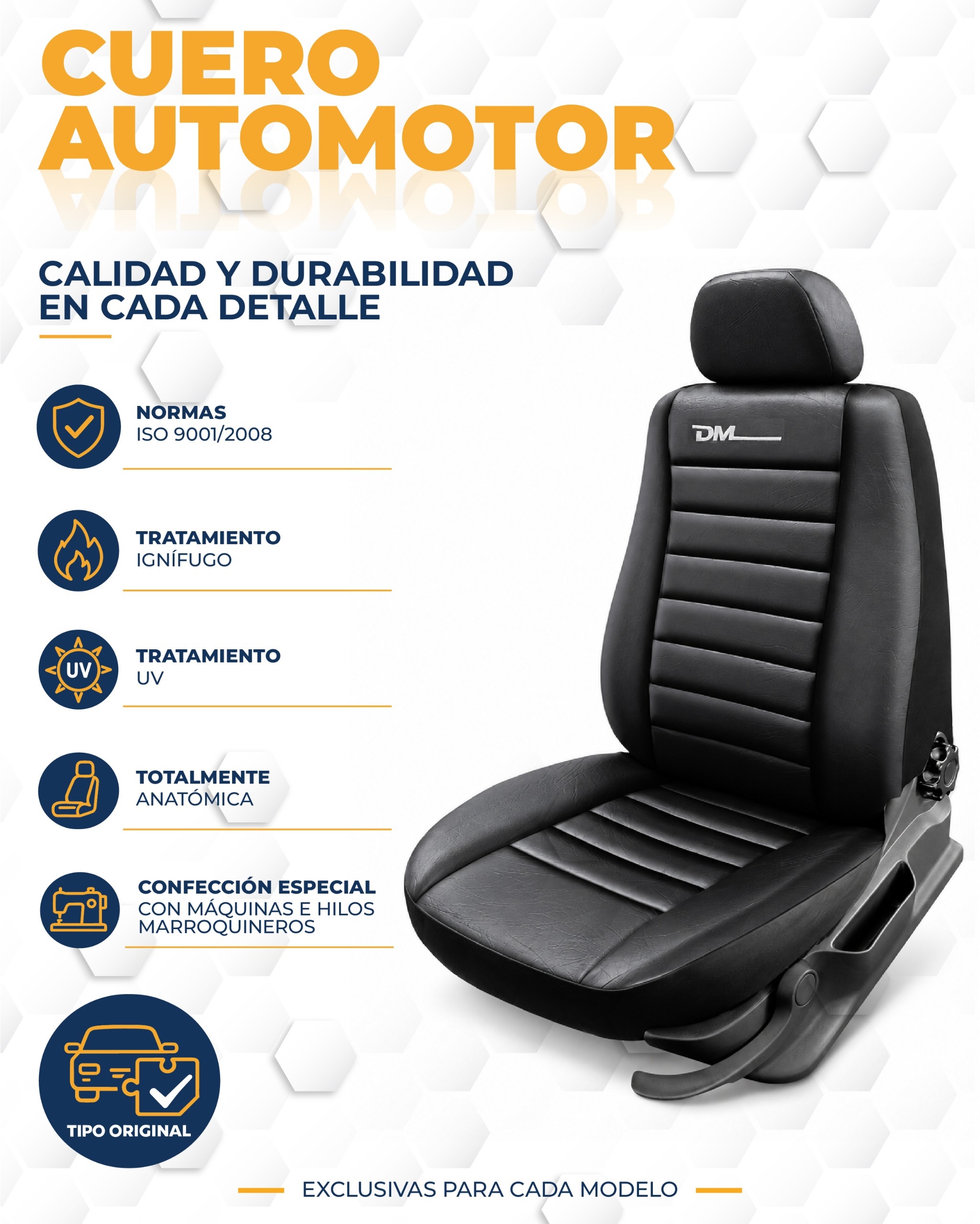 Fundas para Asientos "Amarok" 2010-2016 con D Del.2Bu / trasero 1 / 3 2 / 3 Cuero negro
