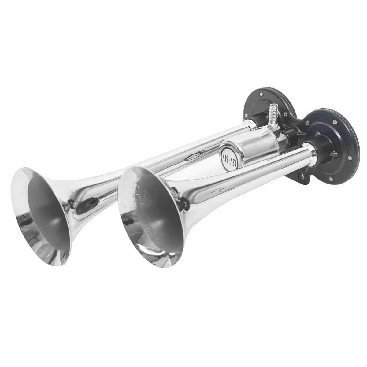 Bocinas Corneta Aeroelectrica con Electrovalvula cromada 12 / 24 V 2T