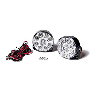 Faro Auxiliares Circular 9 LED en blanco 12 V.(Juego Faro+Cable) Ext 69 mm