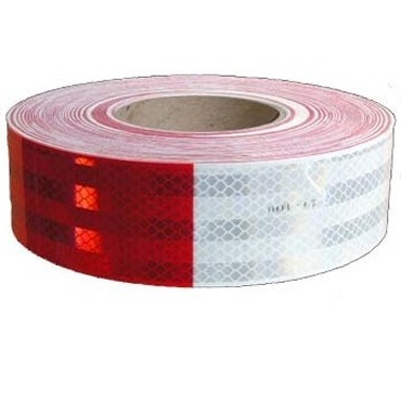 Cinta Reflectiva 5 cm Cebra Recta Roja / blanca Rollo 45.7 Metros