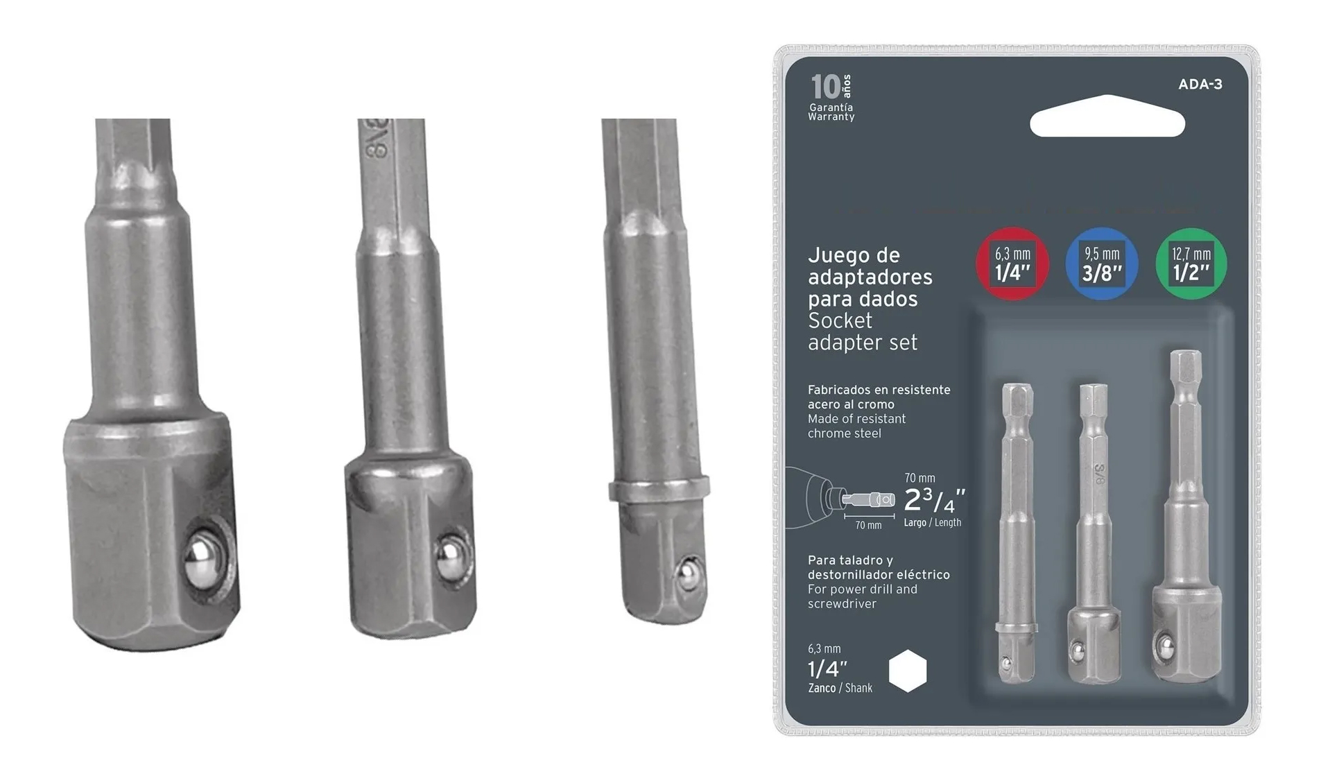 Herramientas Adaptadores Cortos para Tubos Juego 10752