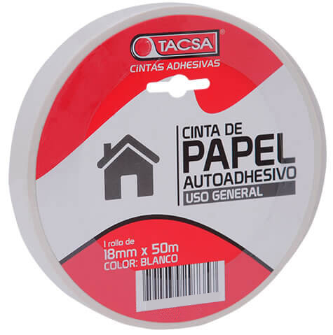 Adhesivos Cinta Papel blanca 18 mm X 50M
