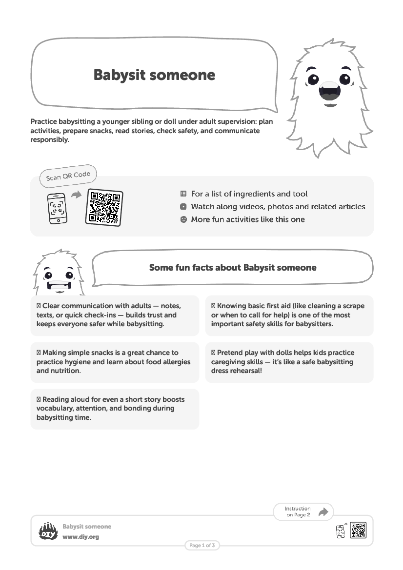 Babysit Someone. Activities for Kids., image size:826x1169