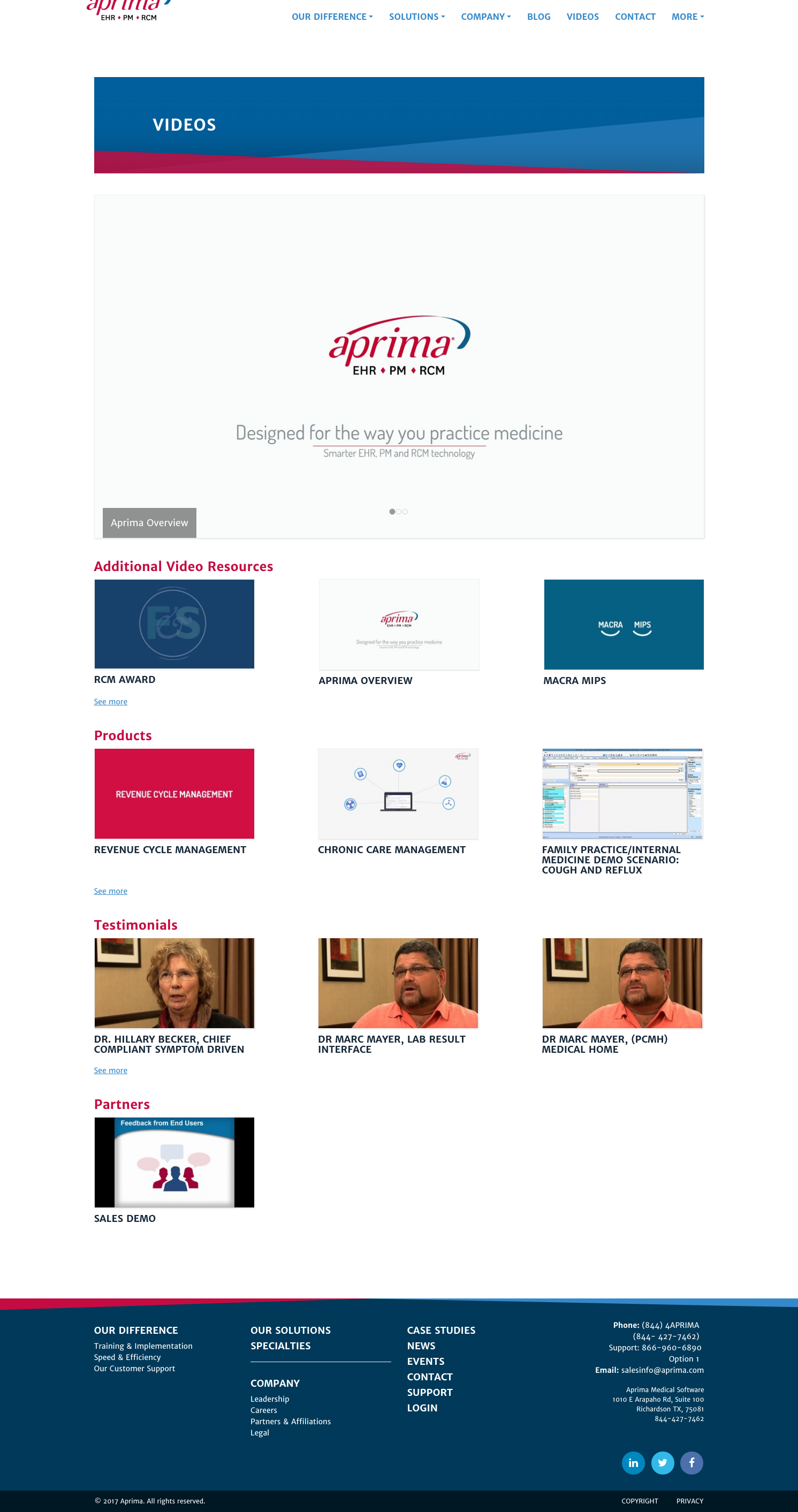 Aprima: Freelance Web Build