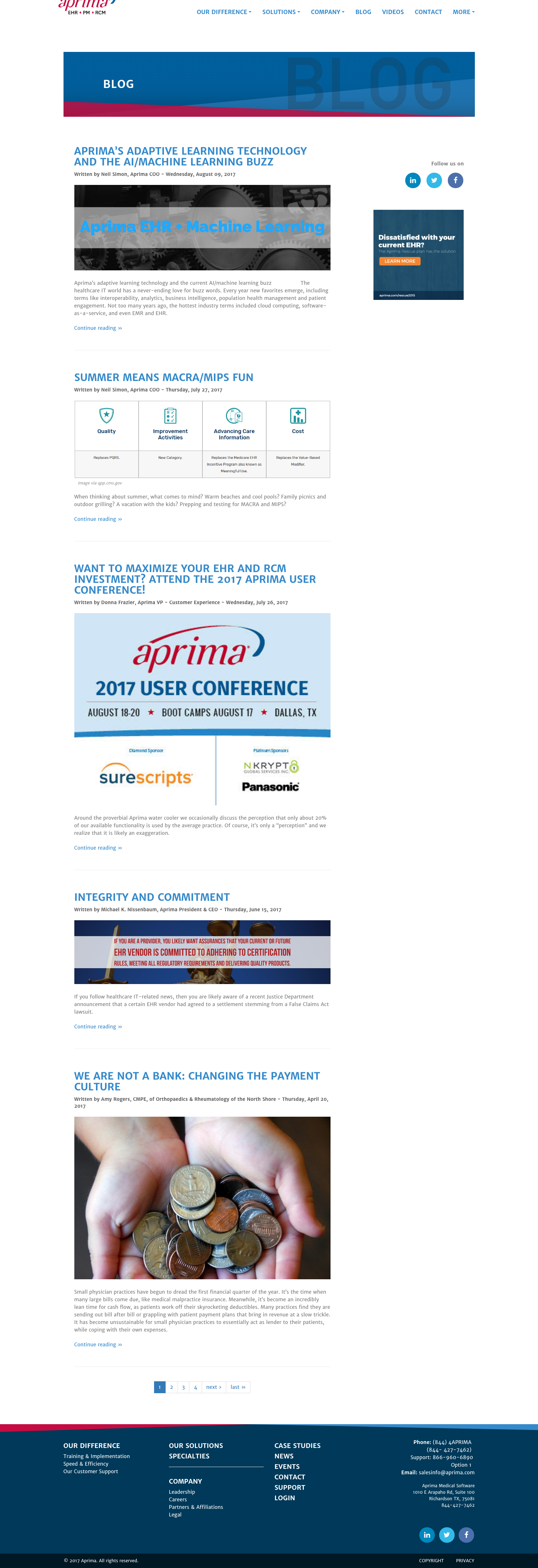 Aprima: Freelance Web Build