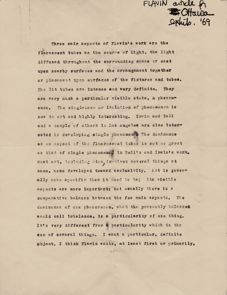 Thoughts on Paper: Donald Judd on longtime friend and collaborator Dan Flavin in an exclusive text