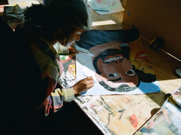 An afternoon in New Haven with Tschabalala Self, the artist with Louis Vuitton and Pilar Corrias at her feet