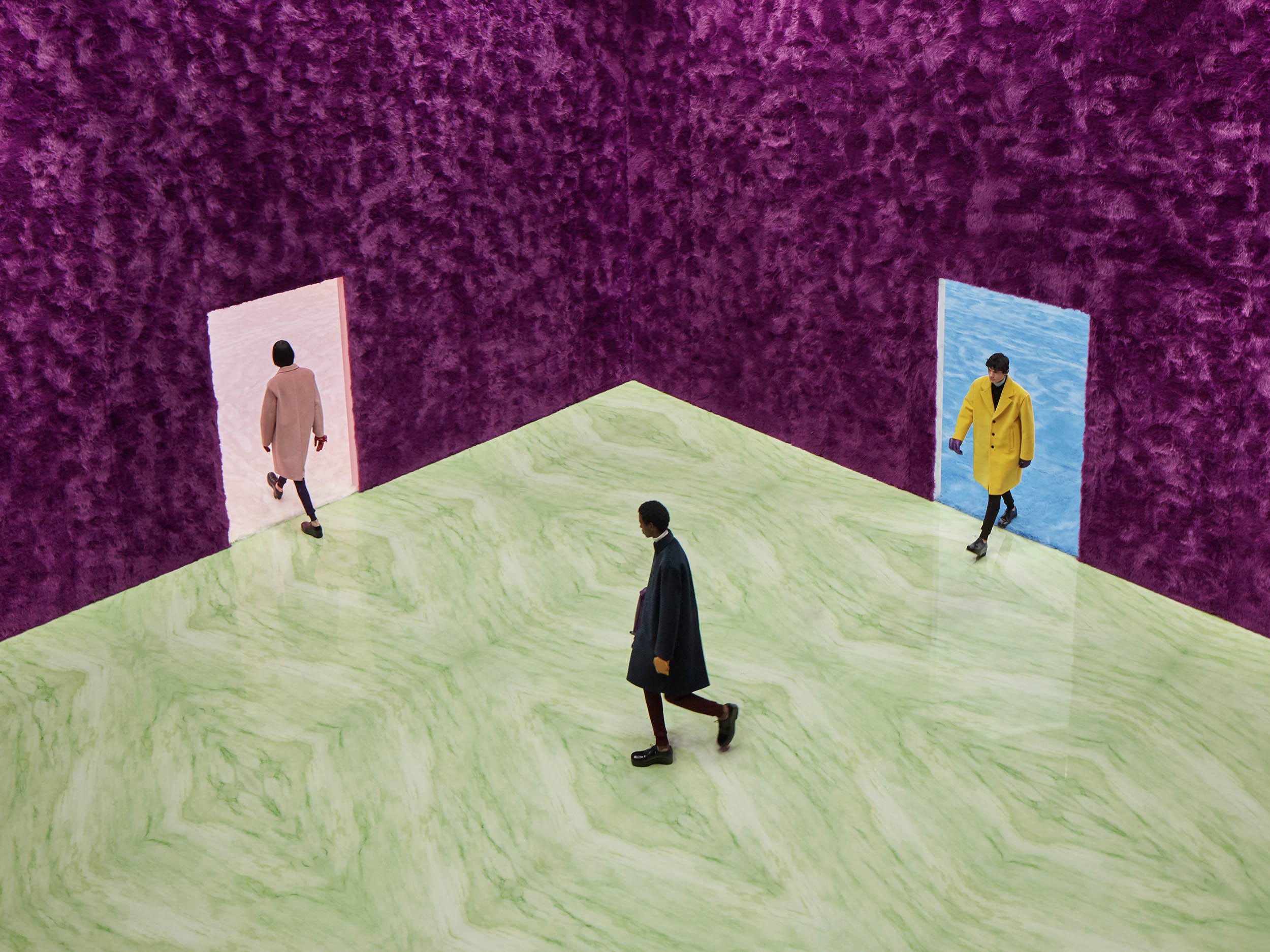 Rooms of one’s own: Inside Prada’s textural menswear collection