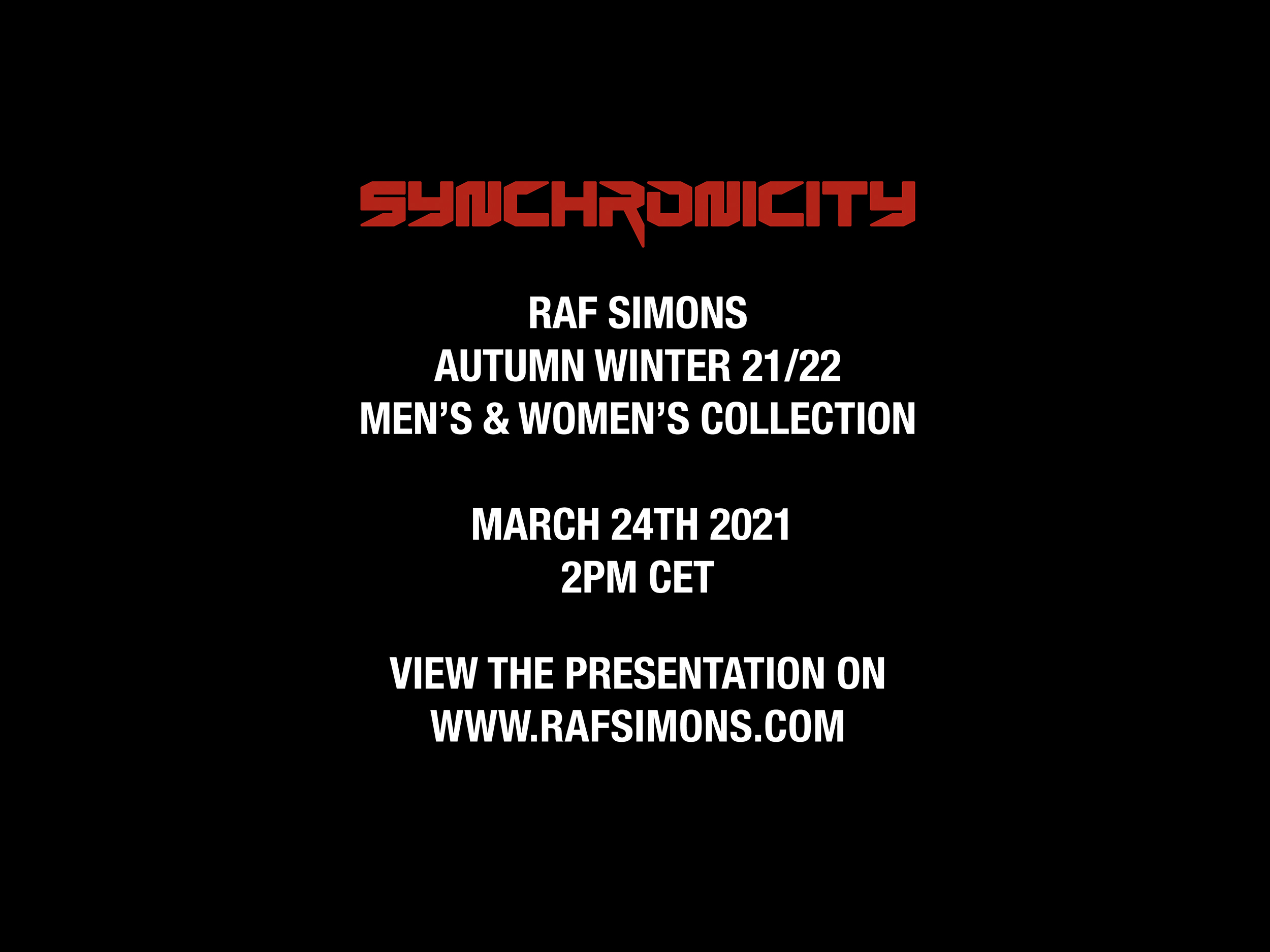 Livestream Raf Simon’s Fall/Winter 2021 collection here