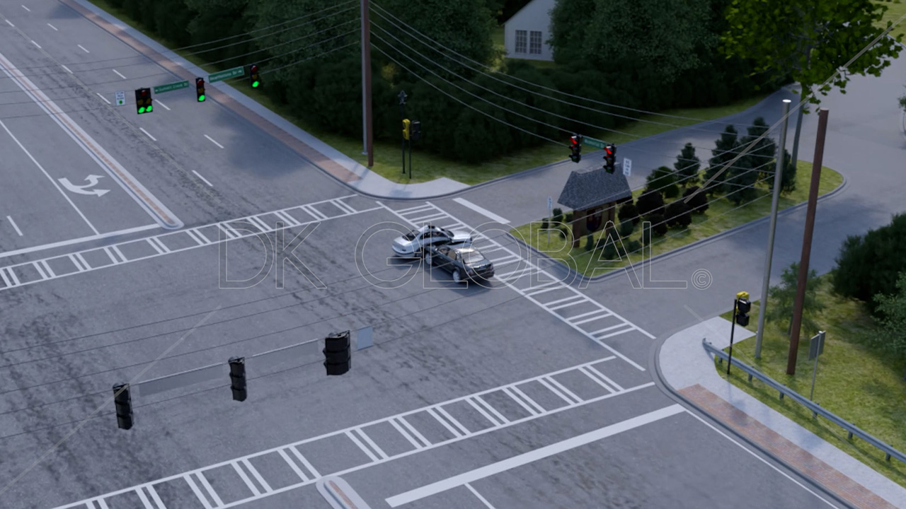 Car Crash in Intersection Animation animation of a car crash in the middle of an intersection